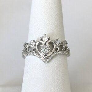 New crown tiara ring Sterling Silver CZ size 8